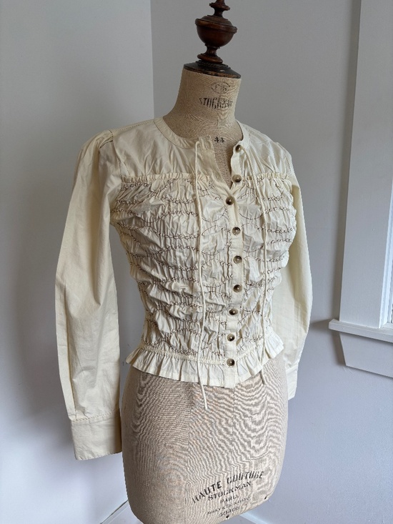 Damson Madder Tops - Damson Madder Cream Elliana Smocked Cardi Small NWOT
